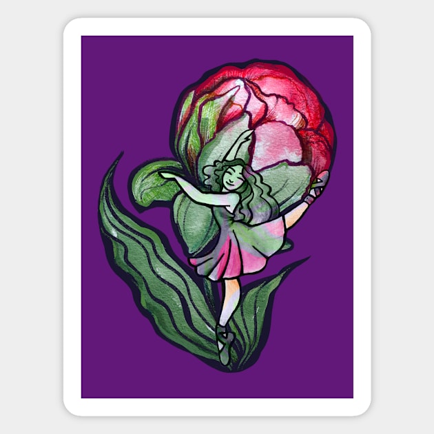 Vibrant Peony Dancer Magnet by bubbsnugg